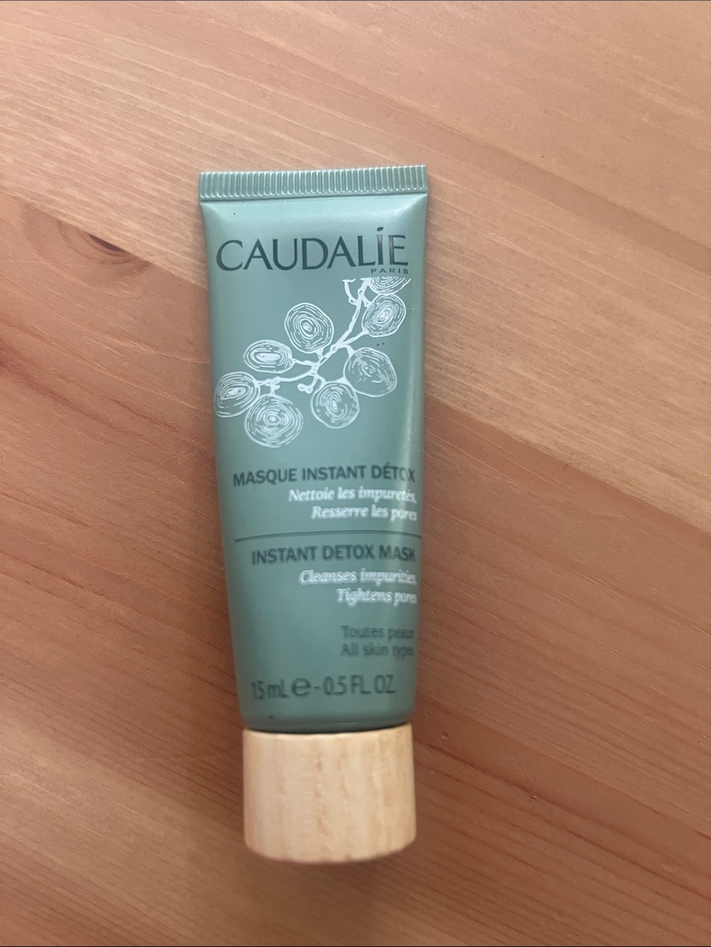 Caudalie Instant Detox Mask - Sage Green Tube with Wood Cap